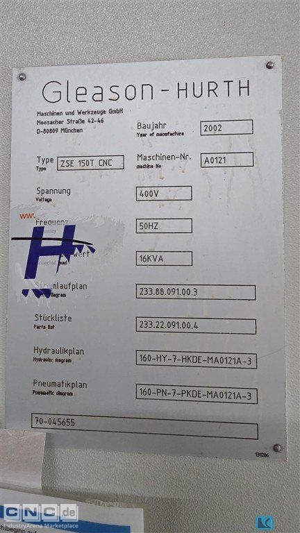 Gear Shaving Machine GLEASON HURTH ZSE 150 T